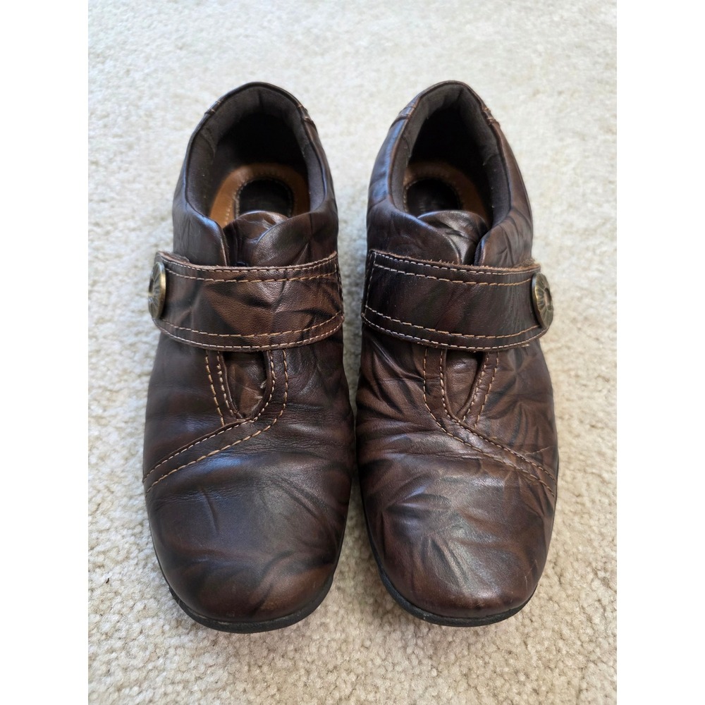 Clarks Artisan Womens Brown Ruched Leather Mary Jane Loafers 7.5M 26062392